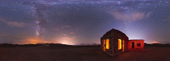 Arizona Quartzsite Stone Cabin Under A Dark Sky 360