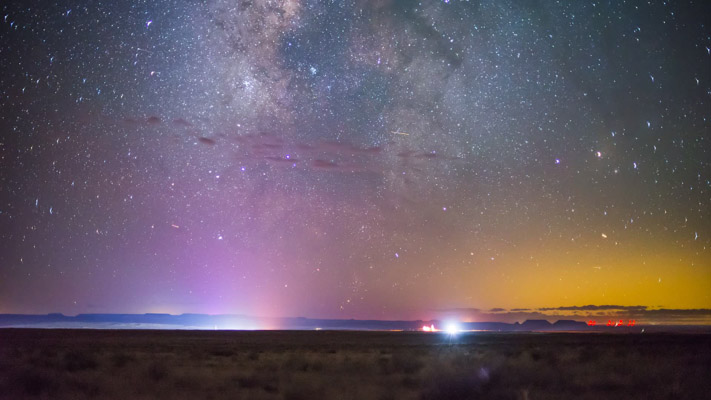 Arizona - Petrified Forest NP - Adamana From North - Lights of Phoenix
