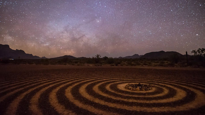 Arizona - Spiral Labyrinth - and the Milky Way