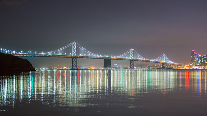 California - San Francisco - Bay Bridge at Night