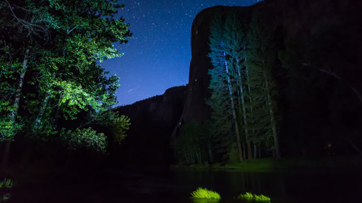 California - Yosemite NP - El Capitan and the Merced at Night