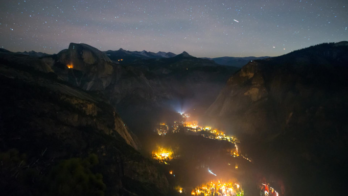 California - Yosemite NP - The Valley Floor at Night