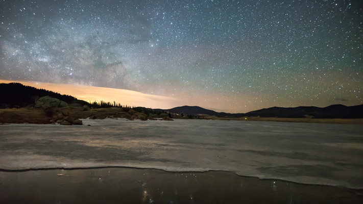 Colorado - Elevenmile Lake and the Lights of Pueblo