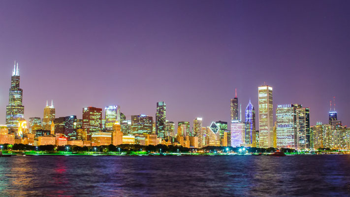 Illinois - The Chicago Skyline at Night