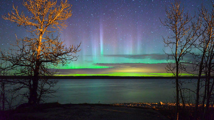 Montana - Aurora at Duck Lake - 2 Hour Timelapse