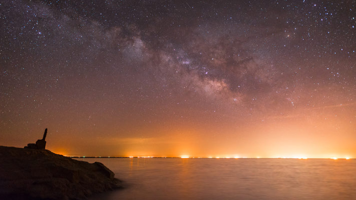 Salton Sea and the Lights of El Centro - Milky Way Timelapse