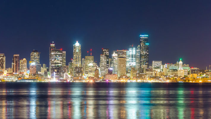 Seattle City Lights at Midnight - Timelapse