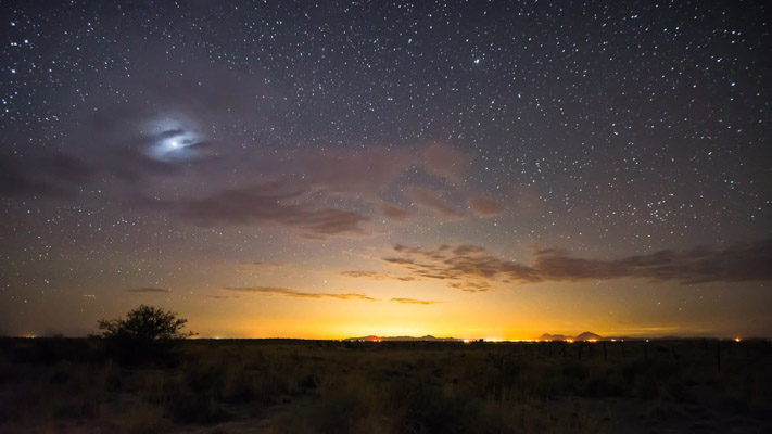 Texas - El Paso at Night from Guadalupe Mountain NP
