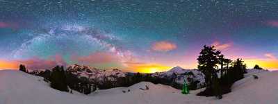 Washington - Baker Shuksan and the Lights of Seattle Starscape - 360