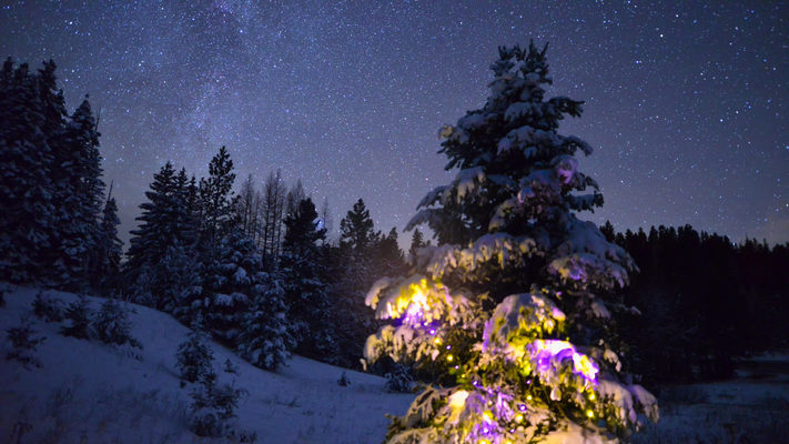 Washington - Christmas at Blewett Pass - Winter Night Timelapse
